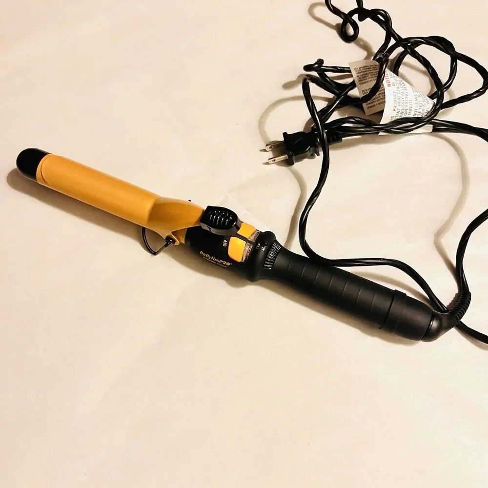 BaBylissPRO Ceramic Tools 1” Spring Curling Iron Gold Black CT100S Professional
